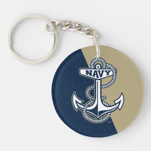 United States Naval Academy Color Block Distressed Keychain