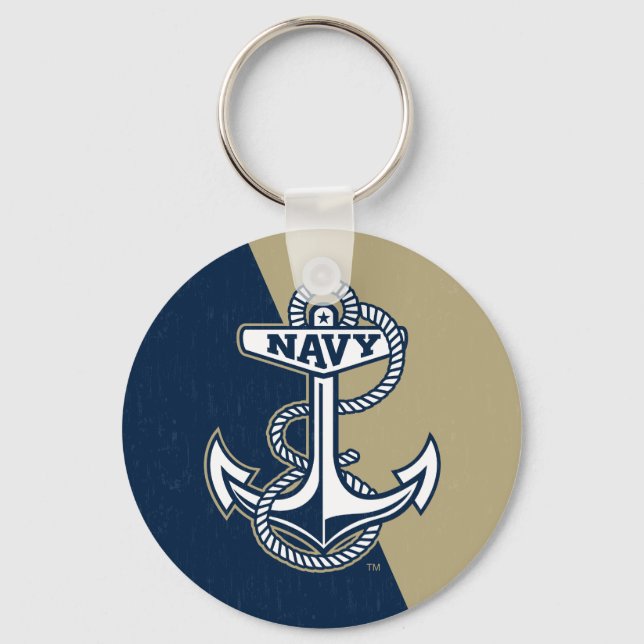 United States Naval Academy Color Block Distressed Keychain (Front)
