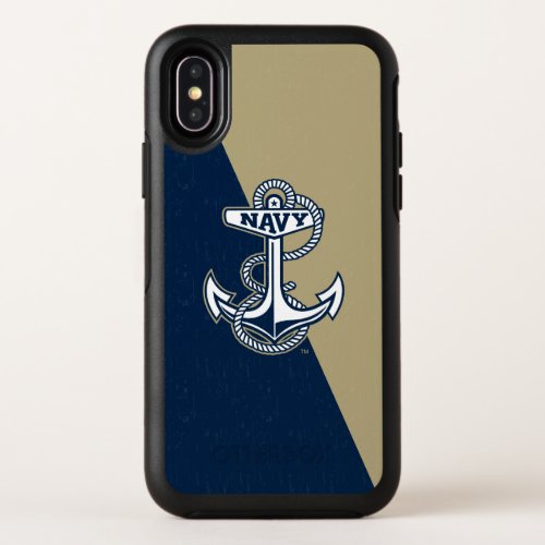 United States Naval Academy Color Block Distressed OtterBox Symmetry iPhone XS Case