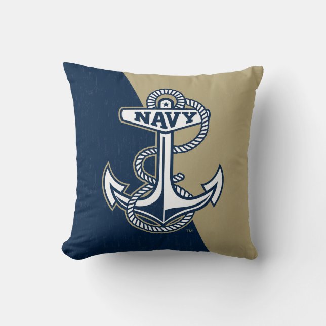 United States Naval Academy Color Block Distressed Throw Pillow (Front)