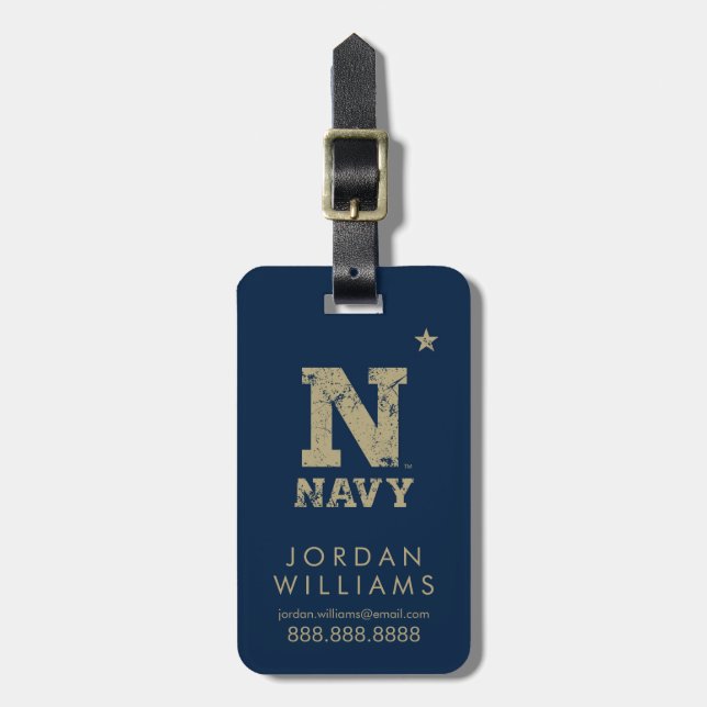 United States Naval Academy Distressed Luggage Tag (Front Vertical)