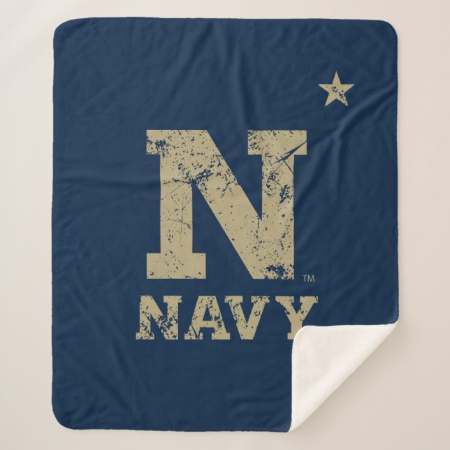 United States Naval Academy Distressed Sherpa Blanket (Front)