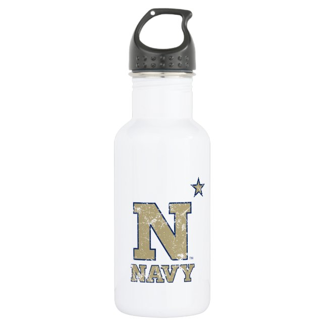 United States Naval Academy Distressed Stainless Steel Water Bottle (Front)