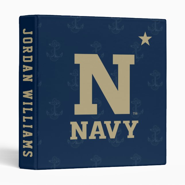 United States Naval Academy Logo Watermark 3 Ring Binder (Front/Spine)