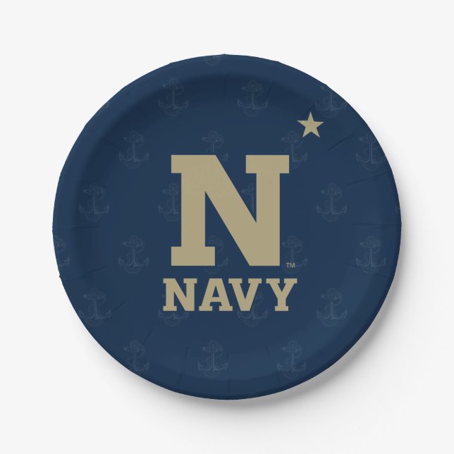 United States Naval Academy Logo Watermark Paper Plates (Front)
