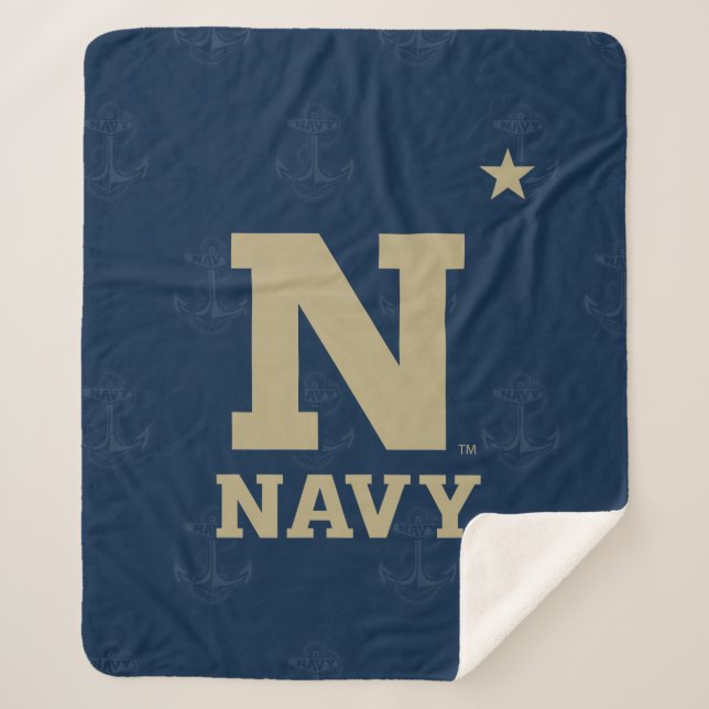 United States Naval Academy Logo Watermark Sherpa Blanket (Front)
