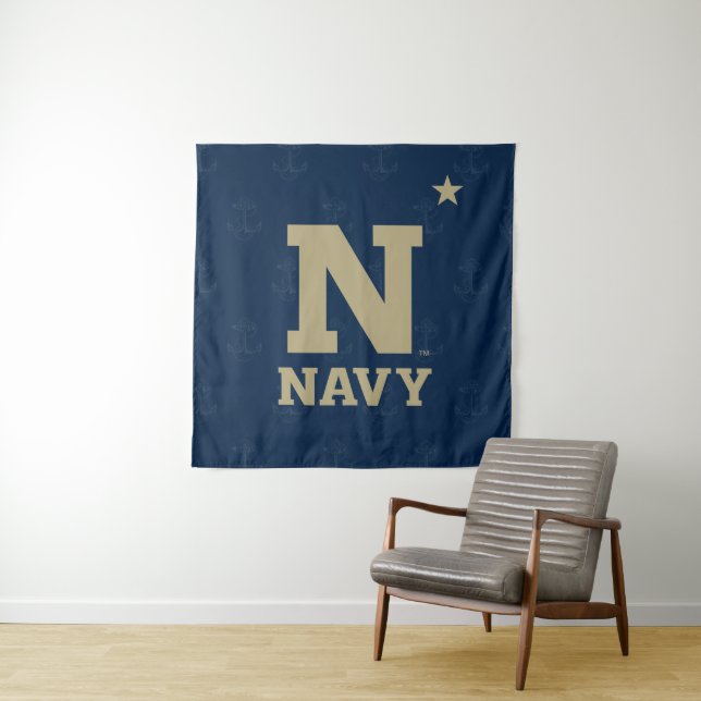 United States Naval Academy Logo Watermark Tapestry (In Situ)