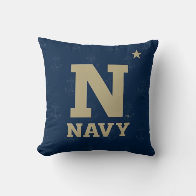 United States Naval Academy Logo Watermark Throw Pillow (Front)