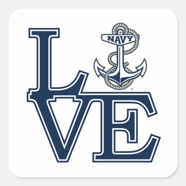United States Naval Academy Love Square Sticker (Front)
