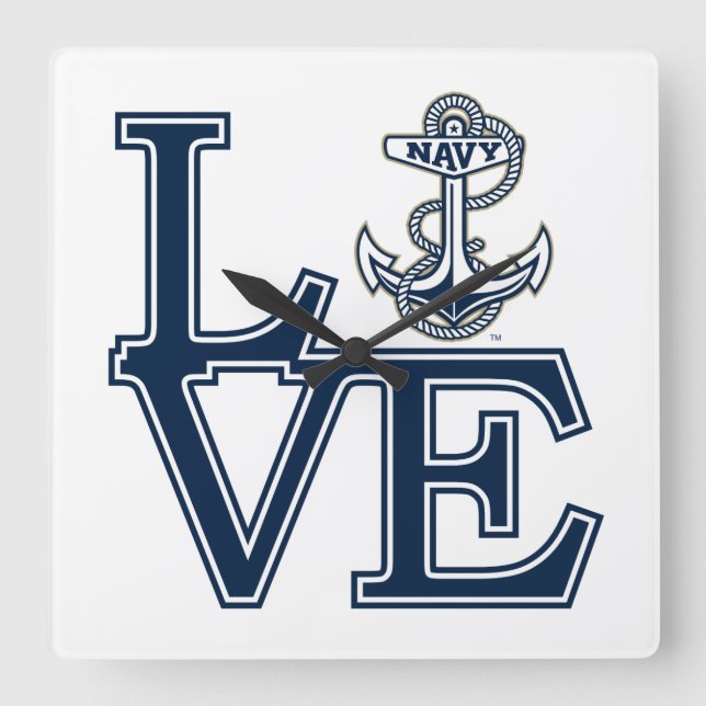 United States Naval Academy Love Square Wall Clock (Front)