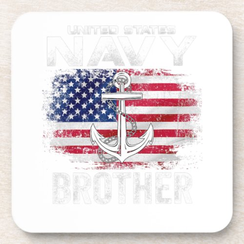 United States Navy Brother With American Flag Gift Beverage Coaster