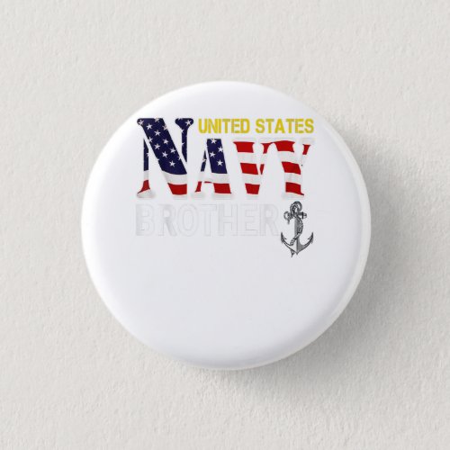 United States Navy Brother With American Flag Gift Button