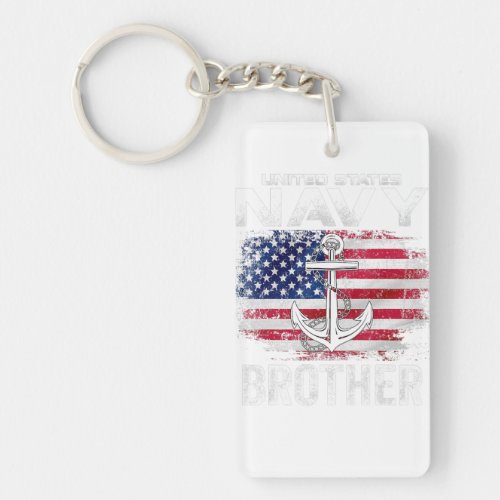 United States Navy Brother With American Flag Gift Keychain