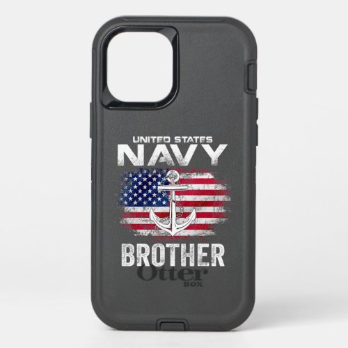 United States Navy Brother With American Flag Gift OtterBox Defender iPhone 12 Pro Case