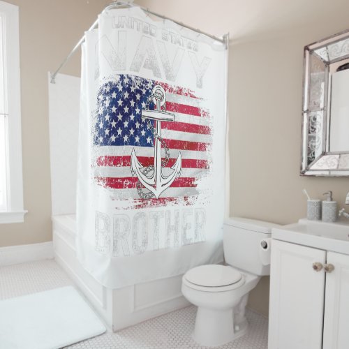 United States Navy Brother With American Flag Gift Shower Curtain