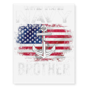 United States Navy Brother With American Flag Gift Temporary Tattoos