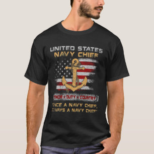 United States Navy Chief Honor Duty Vintage  Flag  T-Shirt