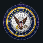 United States Navy Crest Dart Board<br><div class="desc">This dartboard is the perfect choice for your man cave.  Your buddies will love it and all the sea stories it brings!</div>