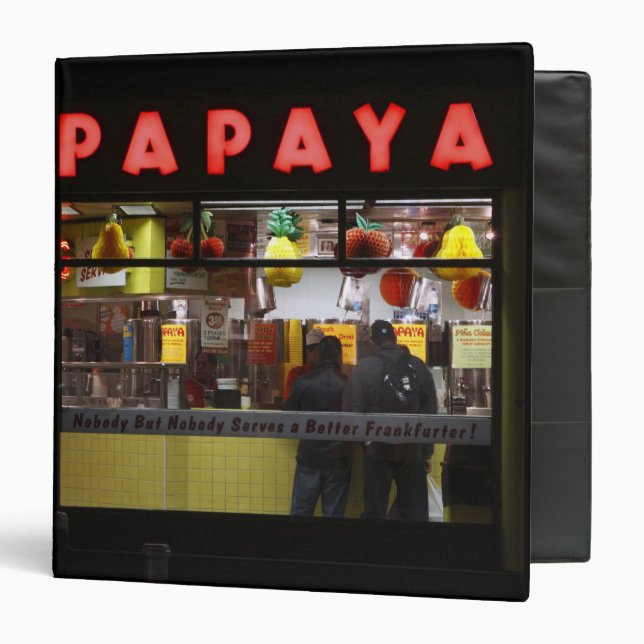 United States, New York. Gray's Papaya: window 3 Ring Binder (Front/Inside)