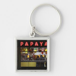 United States, New York. Gray's Papaya: window Keychain