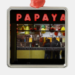United States, New York. Gray's Papaya: window Metal Ornament