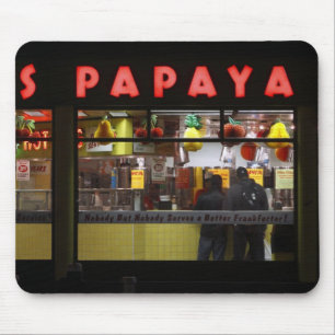 United States, New York. Gray's Papaya: window Mouse Pad