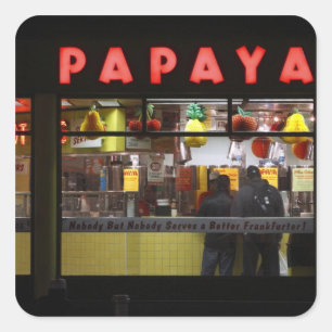 United States, New York. Gray's Papaya: window Square Sticker