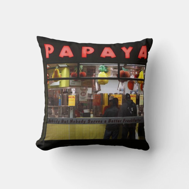 United States, New York. Gray's Papaya: window Throw Pillow (Front)