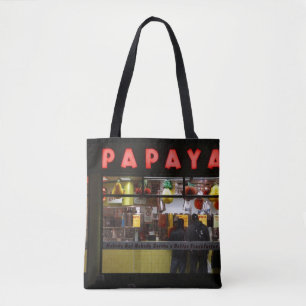 United States, New York. Gray's Papaya: window Tote Bag