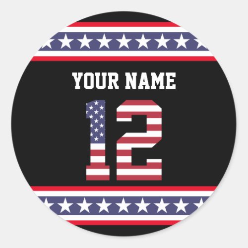 United States Number 12 Personalized Classic Round Sticker