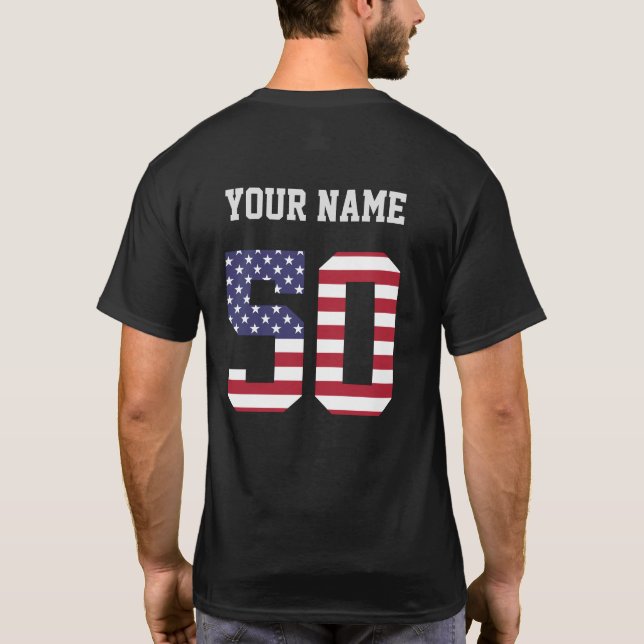 United States Number 50 Personalized  T-Shirt (Back)
