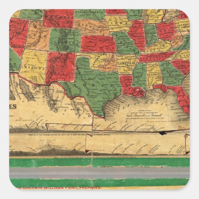 United States of America 11 Square Sticker (Front)