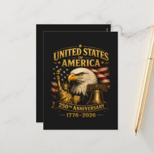 United States of America 250th Anniversary Eagle Holiday Postcard