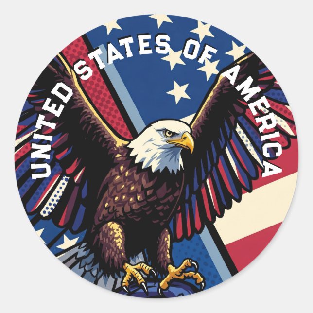 United States of America Classic Round Sticker (Front)