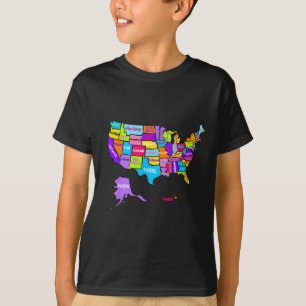 United States Of America Colorful Map With State N T-Shirt