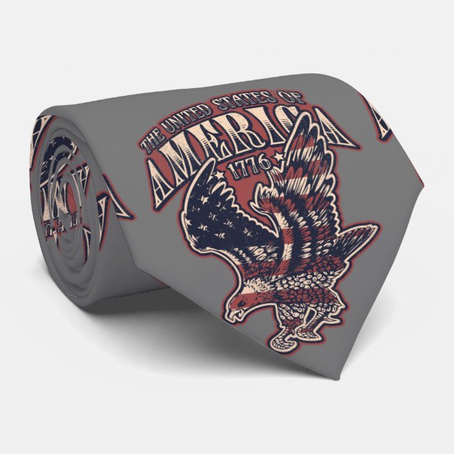 United States Of America Eagle Design Neck Tie (Rolled)