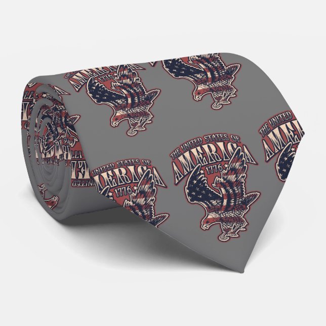 United States Of America Eagle Design Neck Tie (Rolled)