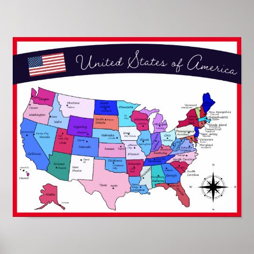 United States of America Educational Home School Poster