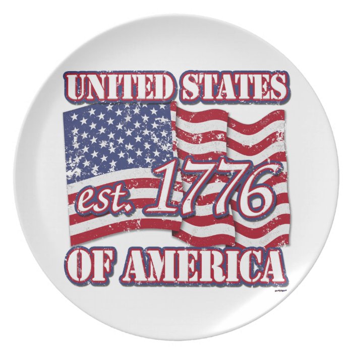 United States Of America est 1776 US Flag distress Plate