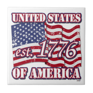 United States Of America est 1776 US Flag distress Tile