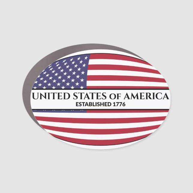United States of America Established 1776 USA Flag Car Magnet (Front)