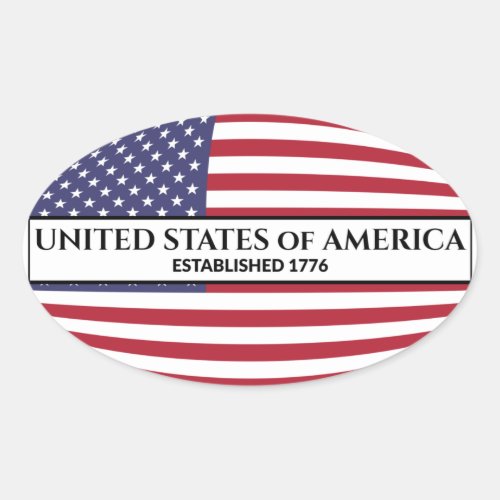 United States of America Established 1776 USA Flag Oval Sticker