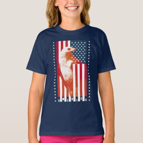 United States Of America Flag and eagle T_Shirt