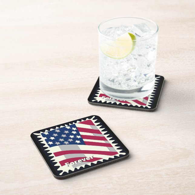 UNITED STATES OF AMERICA FLAG FOREVER STAMP BEVERAGE COASTER (Right Side)