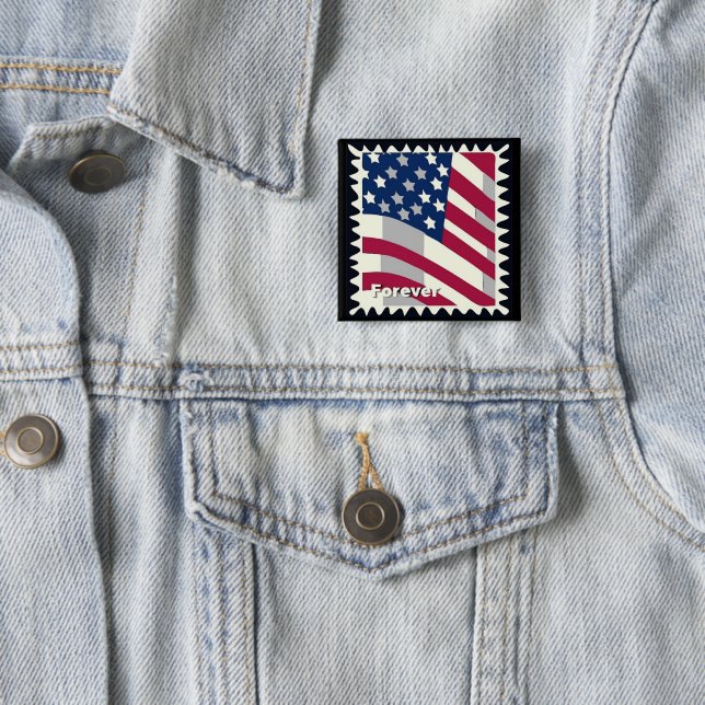 UNITED STATES OF AMERICA FLAG FOREVER STAMP BUTTON (In Situ)