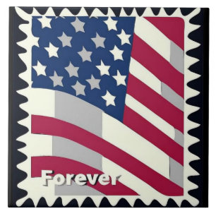 UNITED STATES OF AMERICA FLAG FOREVER STAMP CERAMIC TILE