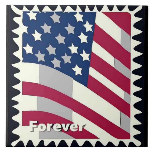 UNITED STATES OF AMERICA FLAG FOREVER STAMP CERAMIC TILE (Front)