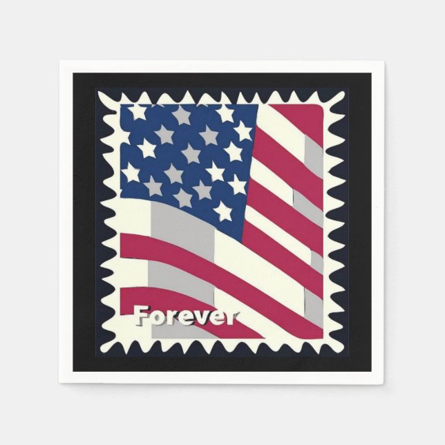 UNITED STATES OF AMERICA FLAG FOREVER STAMP NAPKINS (Front)