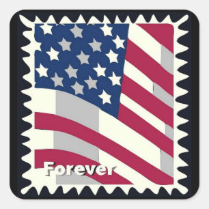UNITED STATES OF AMERICA FLAG FOREVER STAMP SQUARE STICKER