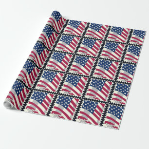 UNITED STATES OF AMERICA FLAG FOREVER STAMP WRAPPING PAPER